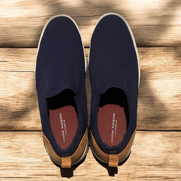 Mark Nason Navy and Brown Slip-On Loafers Landing Sneakers - Picture 2 of 7